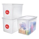 Iris Ohyama, Boite de Rangement Multi-Usages, 70L, Lot de 3, Transparent, MCB-70