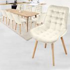 Chaise de Salle à Manger en Velours - MIADOMODO - Lot de 8, Pieds en Hêtre, Style Rétro, Rembourrées, Crème