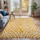 LIVABLISS Tapis de Salon à Poils Courts Doux Zébré Bohème CYBELE 160x220cm Jaune/Beige