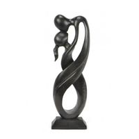 Grande statue couple enlacé infini h50cm en bois teinte ébène Noir