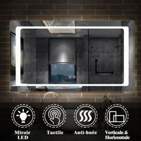 Miroir pour salle de bain, illumination LED double touche tactile, éclairage intégré, avec anti-buée, lumière Blanche Froide