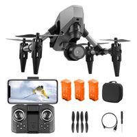 FULAIDE Drone Jouet, caméra pliable, avec Caméra 4K avec nacelle à 6 axes et évitement d'obstacles laser, 3 batteries