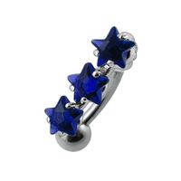 Bijou Piercing de Nombril triple étoiles de cristaux bleu marine sertis.