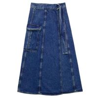 Jupe,jupe en jean pour femmes, taille haute, fermeture éclair, coupe Slim, mode printemps, fente latérale - Denim Skirt 5