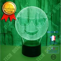 TD® Décoratif USB Cool Emoji 7 Couleurs Télécommande Illusion Optique Veilleuse 3D Visualisation Table Bureau Lampes 3D Glow LED