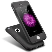 Coque iPhone 5 - iPhone 5s - iPhone SE Protection Intégrale 360 avec Film Verre Trempé Ecran Etui Antichoc Noir Pack Accessoires