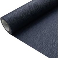 Tissu en cuir synthétique bleu marine texture litchi 30 x 135 cm 1,13 mm d'épaisseur pour travaux manuels, couture, canapé, sac à