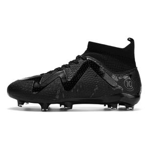 ECELEN Chaussures de Football pour Adolescent – Crampons Longs – Pour Terrain Synthétique – Légères – Noir