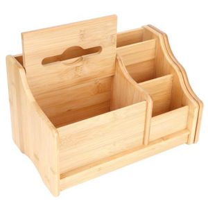 Jtkeji Amovible Organisateur avec Compartiments de Bambou,Boîte de Rangement de Bureau,Casier à Papeterie Pratique,Boîte de Rangement pour Bureau école et maison