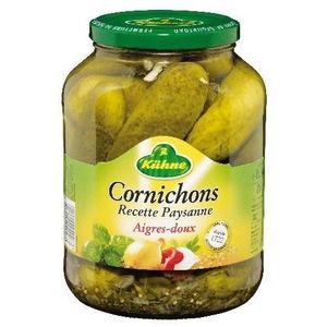 CORNICHONS OLIVES KUHNE - Cornichons Aigre-Doux Paysanne 850 G - Lot De 2