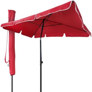 PARASOL VOUNOT Parasol rectangulaire 2x1.25m avec housse de protection rouge