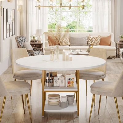 Table à Manger Rectangulaire Pour 4 Personnes 120x80 Cm - En Bois, Base En V, Blanc, Pour Salle à Manger Ou Cuisine - 12