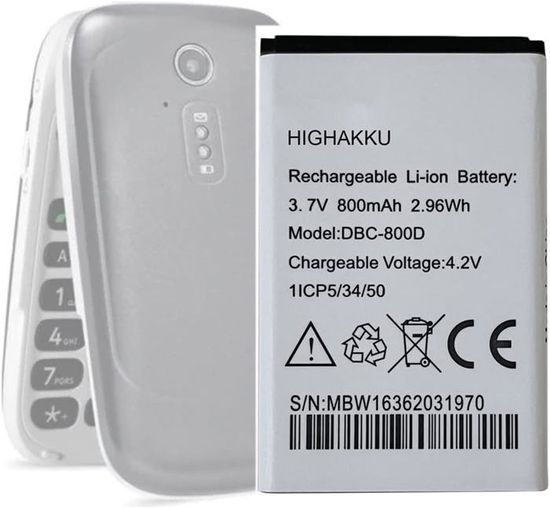 SHAWOROCE 800 mAh 3.7 V Battery DBC-800D DBP-800B DBC-800B Compatible with Doro Phone 6620 6530 6520 6050 5030 2424 1361 1360 1350 5516 6551 6526 Phone Easy 500 508 611 Primo 401 Li-ion Batteries