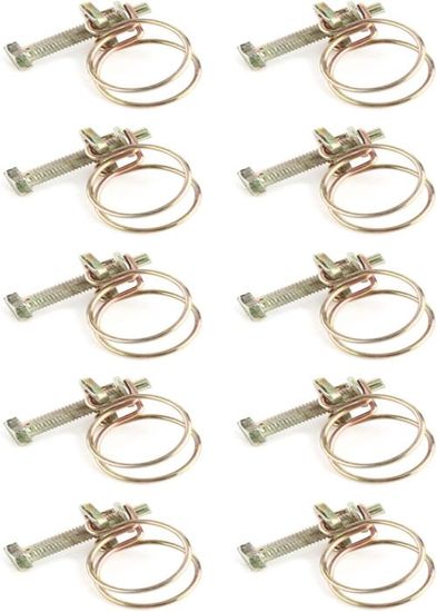Collier De Serrage à Vis Sans Fin 10 Pièces Réglable Double Fil Tuyau D'eau Barb Pince Tuyau Pince Cerceau Plomberie Attache(19mm(16-19