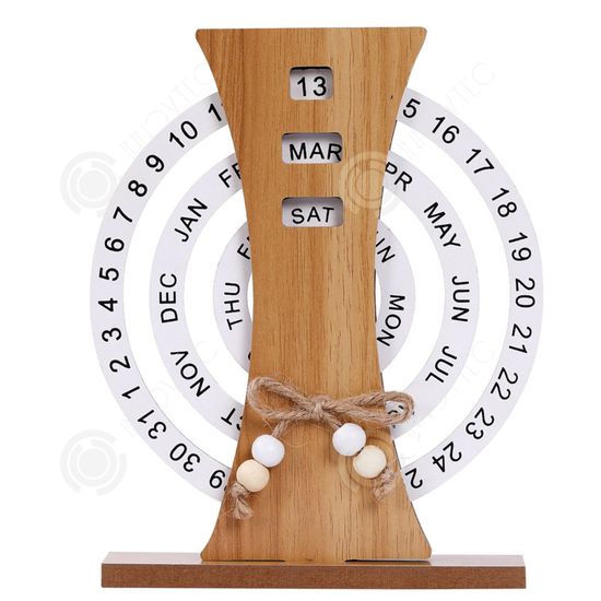 Calendrier Perpétuel Flip En Bois - Calendrier Quotidien Réutilisable Pour Bureau Ou Maison, Design épuré (20x14 Cm)
