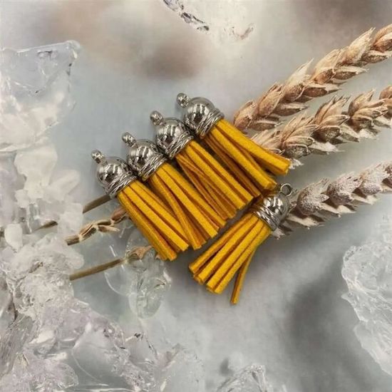 Glands En Simili Cuir Suédé - Lot De 10 - Pour DIY Bijoux, Porte-clés, Signets - Longueur Environ 35 Mm