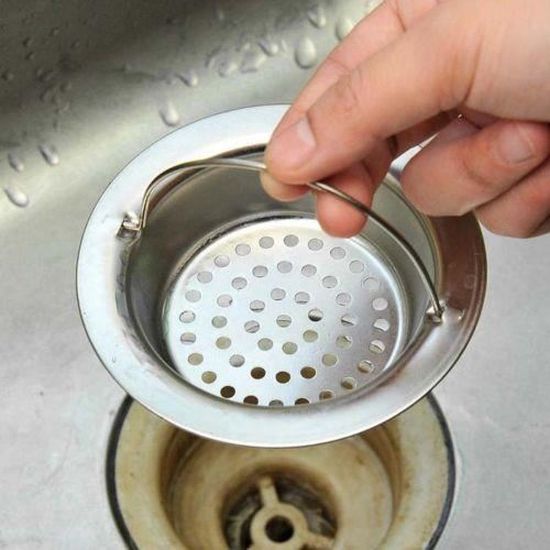 Decdeal Filtre à Évier Filtre de Vidange en Acier Inoxydable de 11cm Empêcher des Débris Obstrués pour Évier de Cuisine Bain lavabo Baignoires