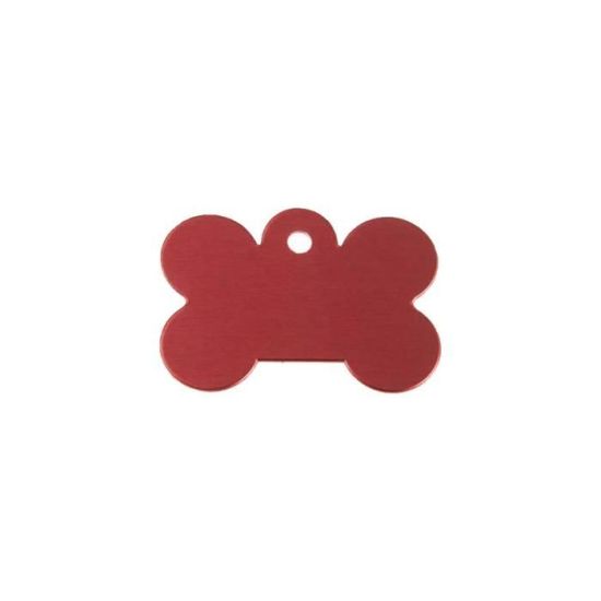 Médaille en forme d'os Rouge pour chien avec gravure personnalisée 1 à 2 lignes - Grand format 28x40 mm - D-OS-40-R