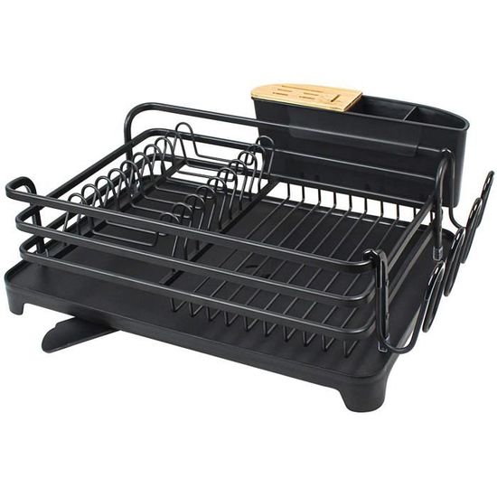 Maison Simple Egouttoir Vaisselle Noir Avec Plastique Plateau, Grand