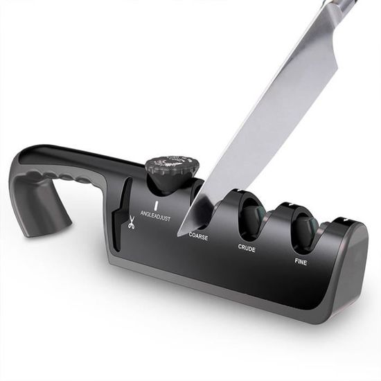 Aiguiseur 4 En 1 Tungstène Diamant - Affûteur De Couteaux Noir Universel