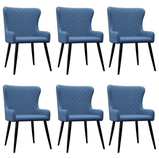 {Top Sélection} :-)9838 Lot de 6 Chaises de salle à manger Chaise de Salon Moderne - Fauteuil Chaise de cuisine Bleu - Tissu