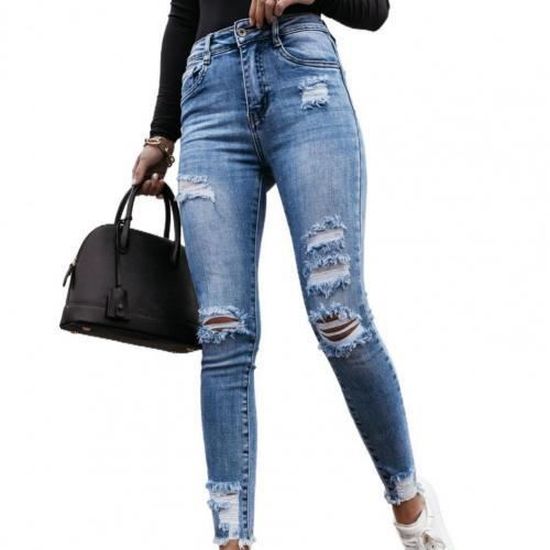 Jeans Bootcut Déchiré Femme - Taille élastique Grande, Coupe Détendue, Années 90