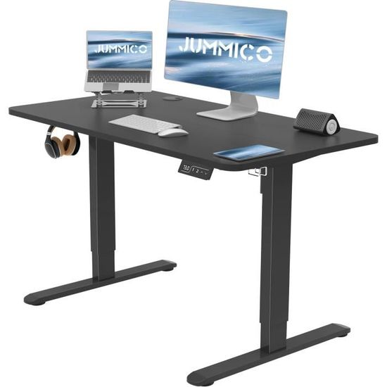 ERGOMAKER Bureau Assis Debout Électrique - Cadre Avec Mémoire Et Soft-Start, Télescopique Double Noir