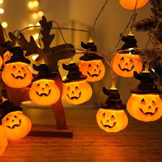 Guirlande Lumineuse Halloween Automne 3M – 20 LED Feuilles D’érable, Citrouilles, Glands, à Piles