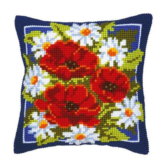 Kit Point De Croix Compté « Coquelicots Et Papillons » - Lin Et Soie Dentaire - Magazine Occasion