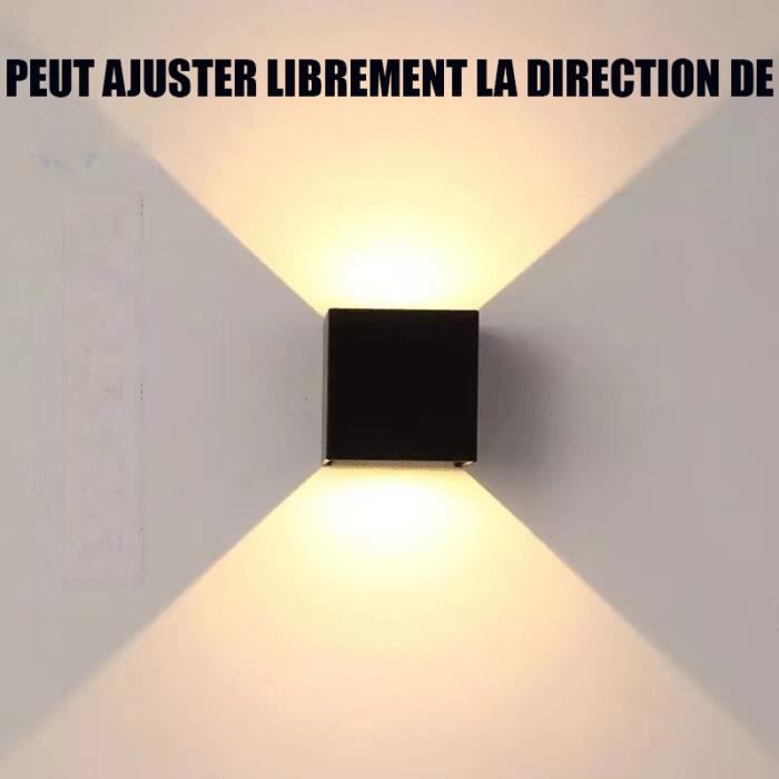 12W Led Applique Murale Exterieur/Interieur IP65 Réglable Design Moderne Blanc Chaud