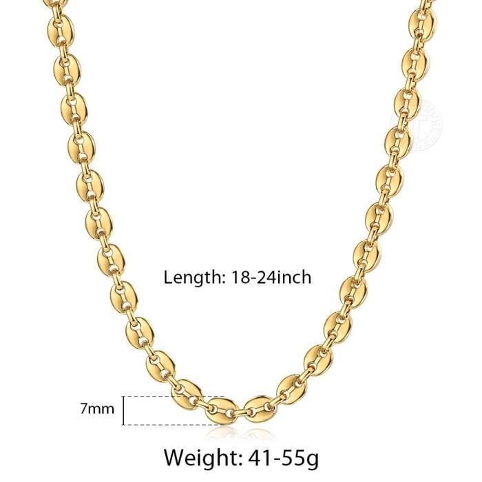 Grains De Café Marina Lien Chaîne Collier Pour Hommes En Acier Inoxydable Argent 1