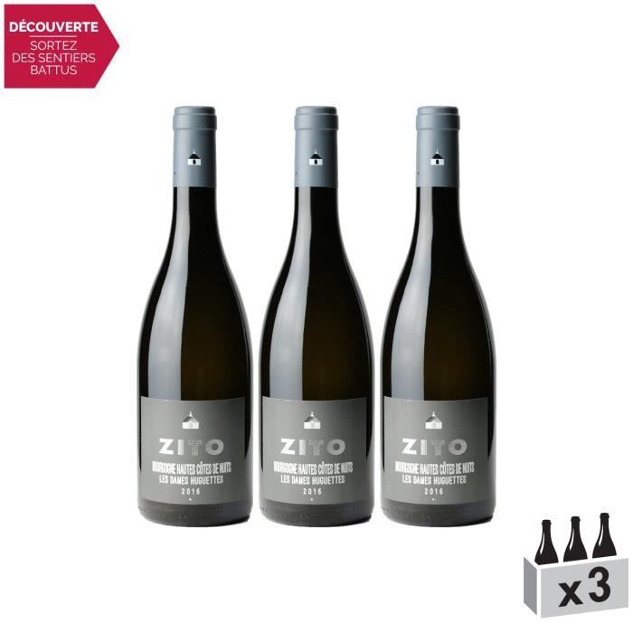 Bourgogne Hautes Côtes de Nuits Dames Huguettes Blanc 2016 - Bernard Zito - Vin AOC Blanc de Bourgogne - Lot de 3x75cl - Cépage