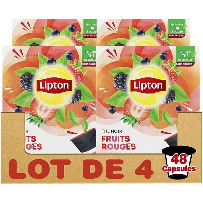Lipton Thé Noir Fruits Rouges, Capsules Compatibles Nescafé Dolce Gusto, Label Rainforest Alliance, 48 Capsules (Lot De 4x12 Capsule
