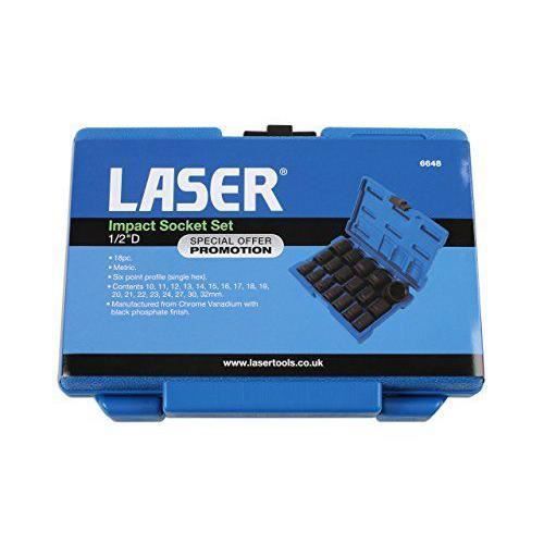 Laser LAS6648 - AUTO/MOTO - CLES - 6648 Jeu de 18 douilles Ã choc DiamÃ¨tre 1/2` 1,27 cm