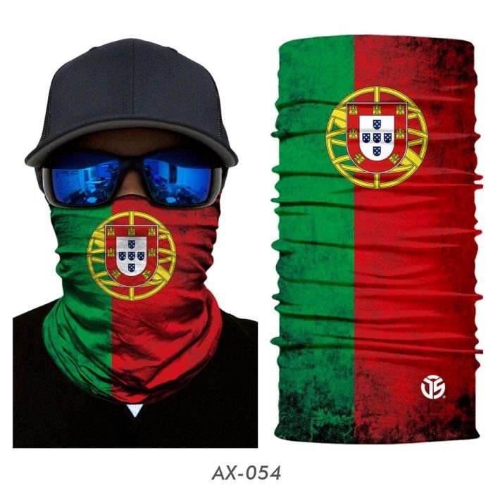 54 Portugal -Masque à drapeau unisexe imprimé Bandana, cache col, écharpe Tube, multifonctionnel, demi visage, randonnée, motard, cy