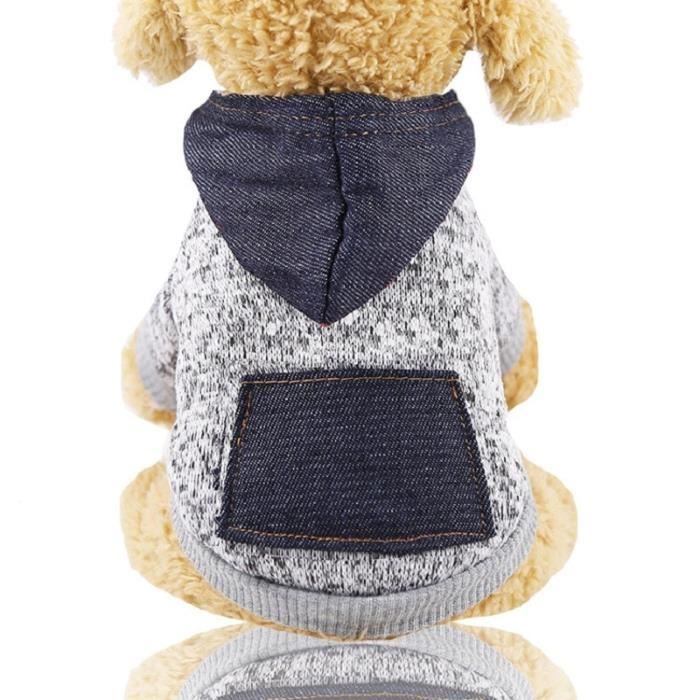 Manteau Blouson,Sweat à capuche pour chiens Vêtements d'hiver pour chiens, manteau veste en coton, T Shirt Ropa Perro - Type Gris-L
