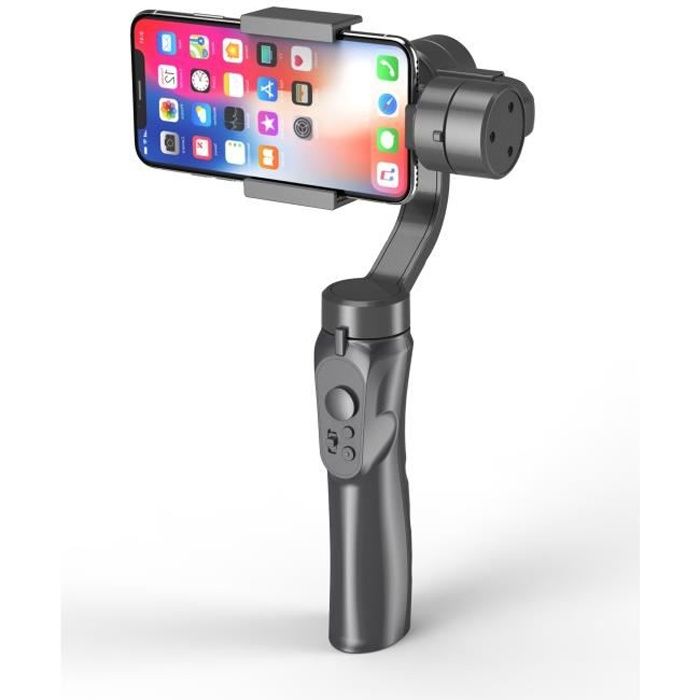 Stabilisateur de cardan Smartphone de poche 3 axes pour iPhone X 8 Plus 8 7 Caméras de sport Android gris