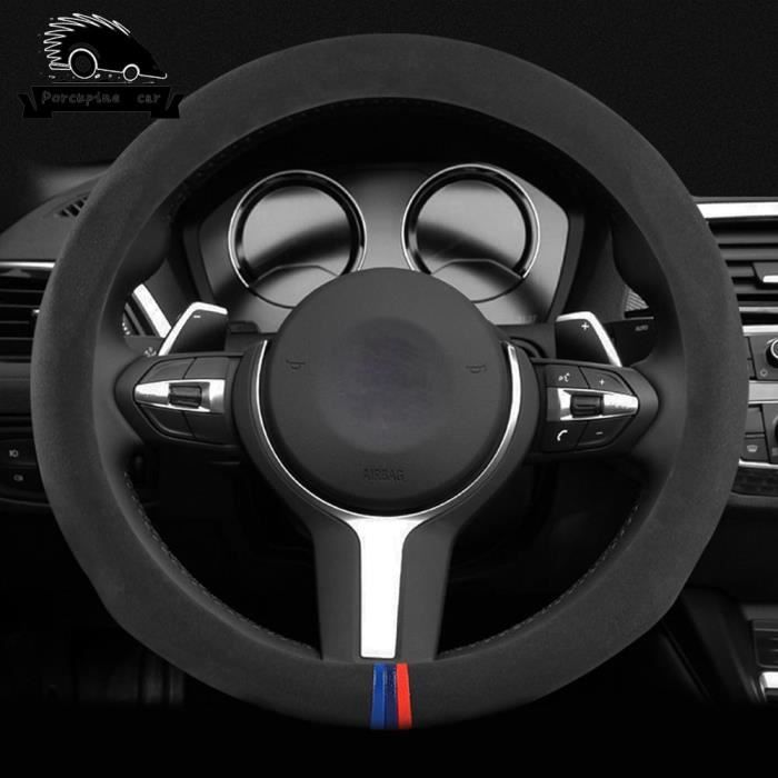 Couvre volant,Housse de volant de voiture en cuir véritable et daim, pour BMW série M 1 3 4 5 7 GT X1 X3 X4 X5 X6 F15 F16 - Type M