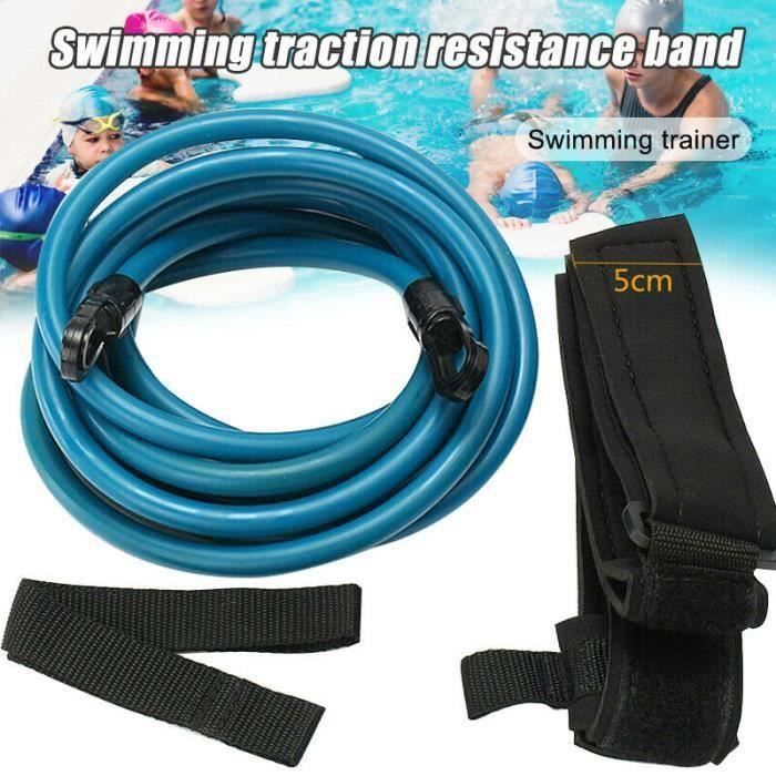 Ensemble de ceinture de résistance à la natation Bande d'entraînement pour la natation Ceinture élastique-6x10x400mm-BLEU QUIKF17272