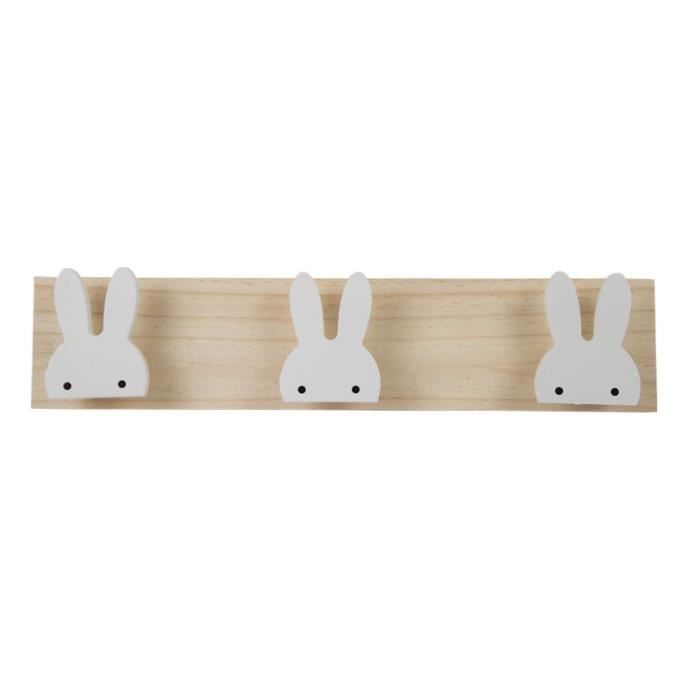 Patère,Chambre d'enfants crochets en bois décoratifs blanc lapin cygne crochets en bois naturel pour bébé Bory fille - Type Bunny