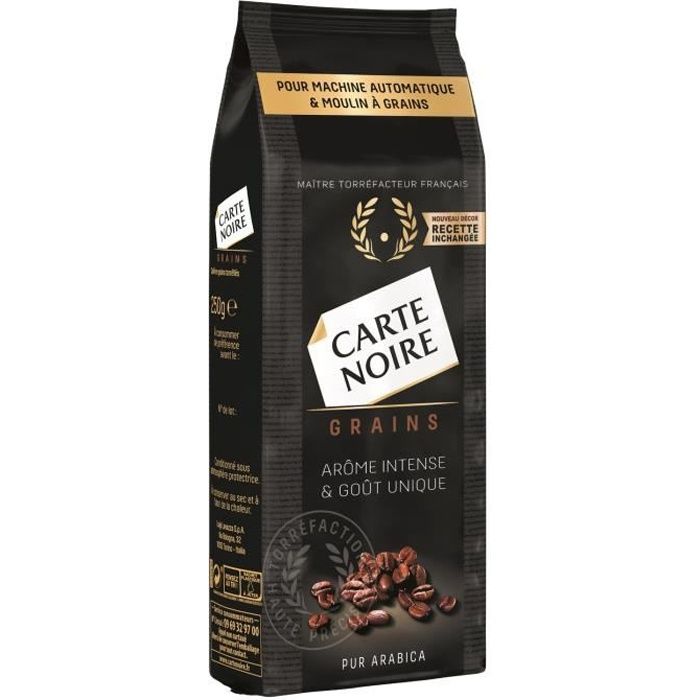 LOT DE 3 - CARTE NOIRE Café en grains Pur Arabica - Paquet de 250 g