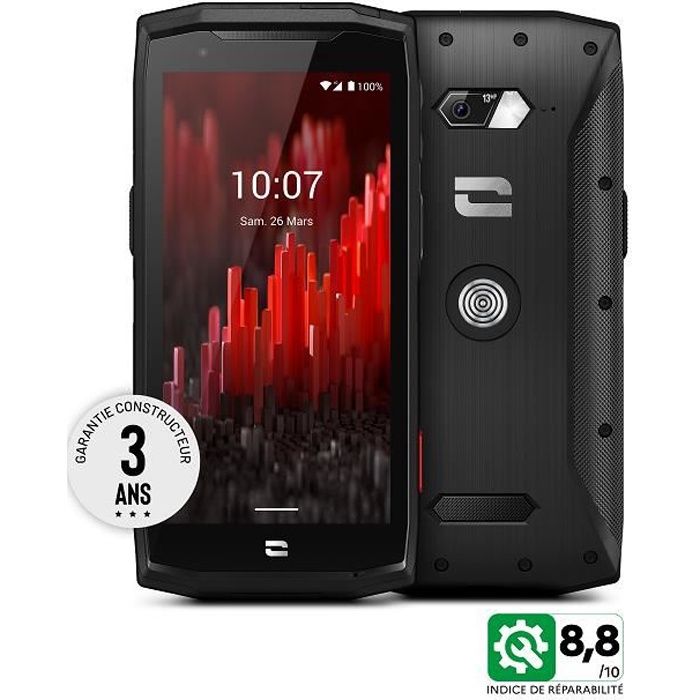 Crosscall Core M5 Smartphone Noir 32 Go étanche et antichoc + carte mémoire micro SD de 64 Go
