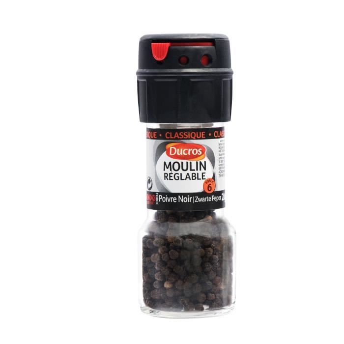 DUCROS Moulin réglable poivre noir - Grains nº 6 classique - 28 g