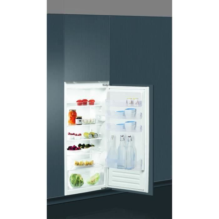 INDESIT Z21A1DIR - Réfrigérateur 1 porte encastrable tout utile - 210L - Froid Statique - A+ - L54 cm x H122 cm - Fixation Glissière