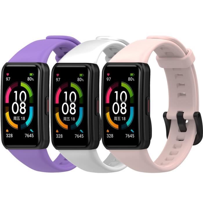Bracelet Compatible avec Honor Band 6 & Huawei Band 6, Bracelet de Remplacement en Silicone Souple Respirant Coloré