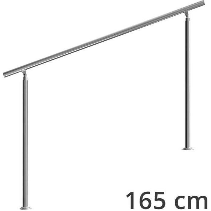 Rampe d'escalier 160 cm acier inoxydable sans traverse main courante balustrade garde-corps aide escalier balcon intérieur extérieur