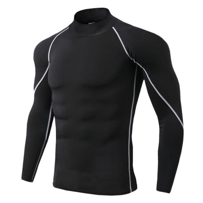 Maillot Compression À Manches Longues Pour Homme Tee Shirt De Sport Séchage Rapide Baselayer Haut Gris 3XL
