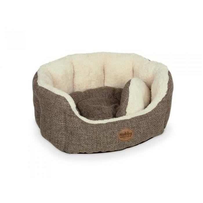 NOBBY ALBA COMFORT PANIER OVALE POUR CHIEN ASPECT LIN MARRON 45 X 40 X 19 CM