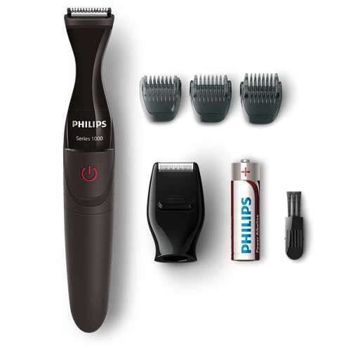 SHOT CASE - PHILIPS MG1100-16 Tondeuse précision 3 sabots barbe et mini rasoir - a piles