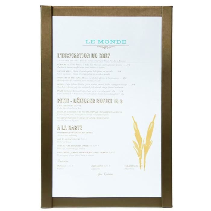 Protège-menu magnétique A4 marron 0,7 Simili Cuir